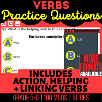 Preview of Verbs Google Slides | Action Helping Linking | Digital Resources for Grade 5-6