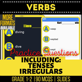 Preview of Verbs Google Slides | Irregular Past Tense Grammar Grade K 1 2 Digital Resources