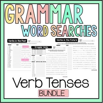Preview of Verbs Grammar Word Search Bundle