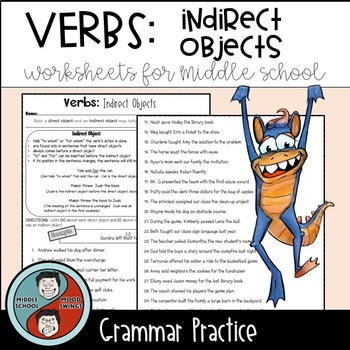 Preview of Verbs & Indirect Objects - Grammar Worksheets