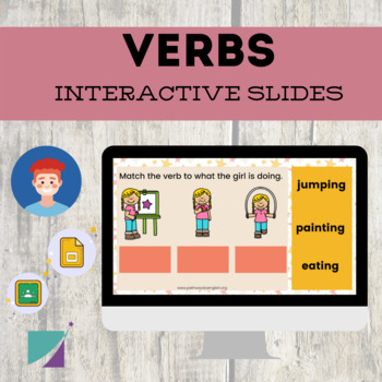 Preview of Verbs Interactive Google Slides - Google Classroom - Distance Learning