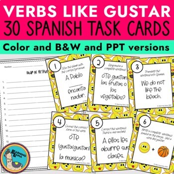 Preview of Verbs Like Gustar Task Cards