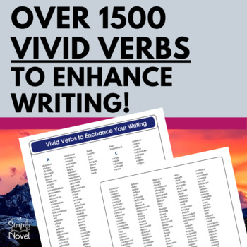 Preview of Verbs List - OVER 1500 Colorful and Descriptive Verbs to Enhance Writing