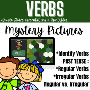 Preview of Verbs Mystery Pictures | Google Slides | Printable
