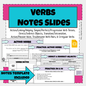 Preview of Verbs Notes Slides
