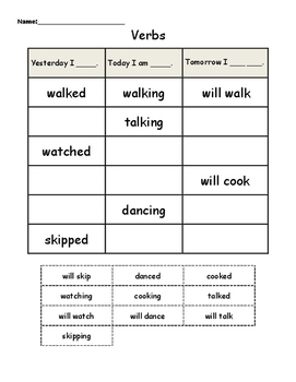 Past or Present — Cut and Stick the Verbs: Foundation (Year 2)