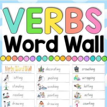 Large L0 Verbs Visual Vocabulary Word Wall Posters 50 Pack 