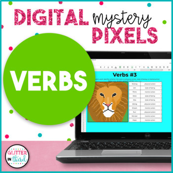 Preview of Verbs Pixel Art Grammar Activities Digital Mystery Pictures