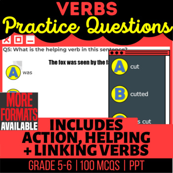 Preview of Verbs PowerPoints | Action Helping Linking | Grammar for 5th and 6th Grade