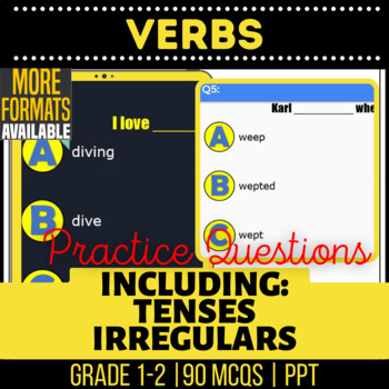 Preview of Verbs PowerPoints | Past Tense Irregulars | Grammar for K 1st 2nd Grade