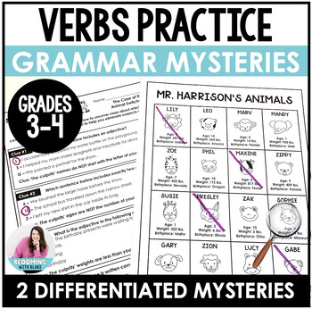 Preview of Verbs Practice Activities - Engaging Grammar Parts of Speech Mystery - 3rd, 4th