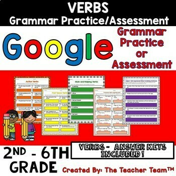 Preview of Verbs Practice or Assessment Worksheets | Google Slides