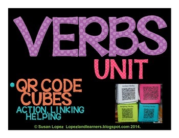 Preview of Verbs QR Code Writing Activity Cubes