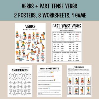 Preview of Verbs | Regular and Irregular Past Tense Verbs | Anchor Charts and Worksheets