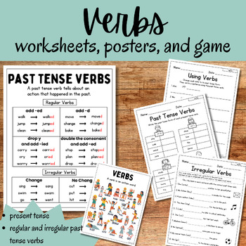 Preview of Verbs | Regular and Irregular Past Tense Verbs | Anchor Charts and Worksheets