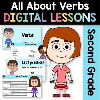 Preview of Verbs Second Grade Interactive Google Slides | Grammar Skills Review