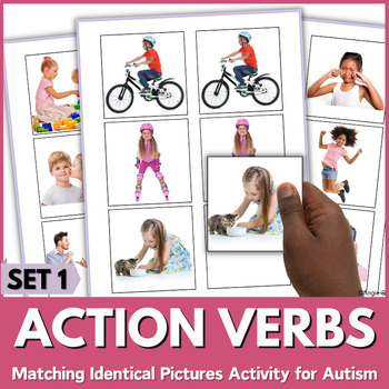 Preview of Action Verbs Speech Therapy Activity Matching Identical Pictures Autism Set 1