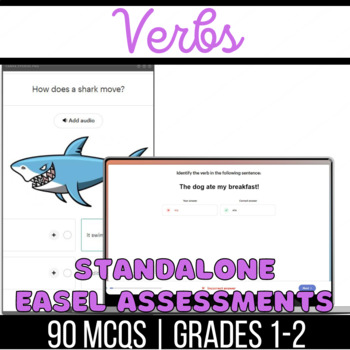 Preview of Verbs Standalone Easel Assessments: Irregular Past Tense, Identifying Verbs