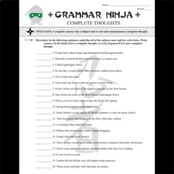 grammar ninja worksheets