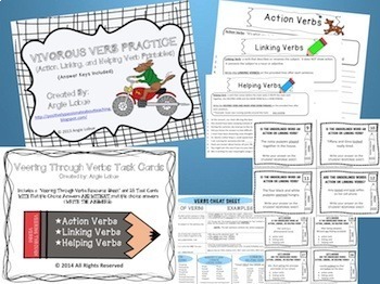 Preview of Verb Task Cards and Printables Bundle {Action, Helping, & Linking Verbs}