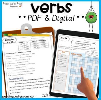 Preview of Verbs Worksheet Irregular Past Tense Verbs Worksheets Parts of Speech Posters