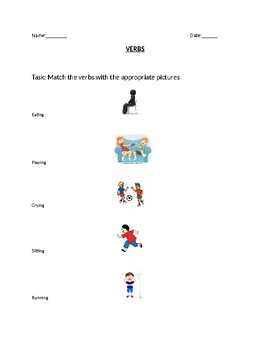 Verbs Worksheet for Grade 1 by tayyaba zubairi | TpT