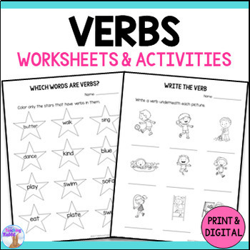 verbs worksheets print digital by the teaching rabbit tpt