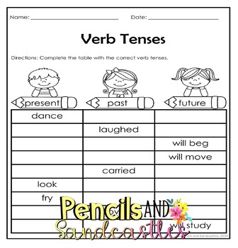 verbs worksheets by pencils and sandcastles teachers pay teachers