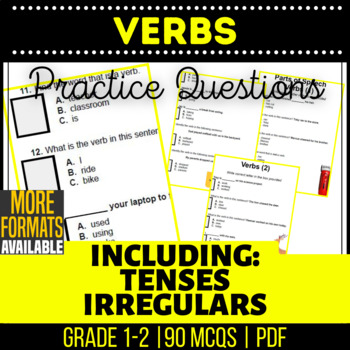 Preview of Verbs Worksheets | Past Tense Irregulars | Grammar for K 1st 2nd Grade