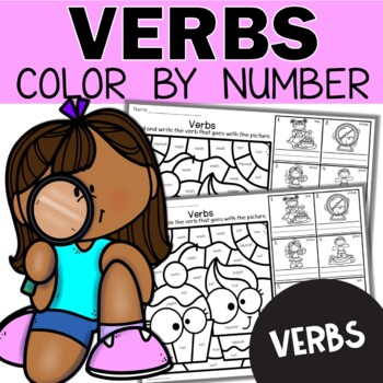 Preview of Verbs Worksheets | Verb Activities Color by Code Morning or Busy Work