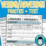 Verbs and Adverbs Grammar Worksheet Packet + Test (Distance Learning Enabled!)