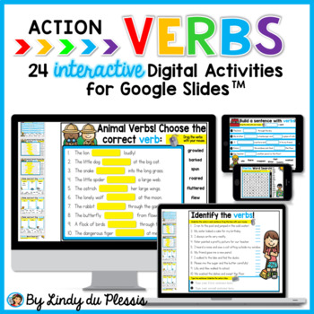 Preview of Verbs for Google Slides Distance Learning Digital Activities