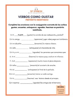 Preview of Verbs like Gustar in simple past