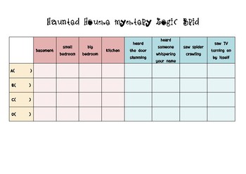 Preview of Verbs of Perception Game/Logic Grid Puzzle/Halloween Worksheet