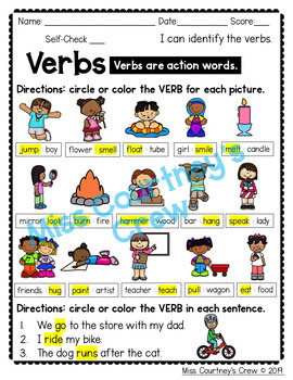 Verbs with Pictures : Primary Grades : Differentiated Printable ...