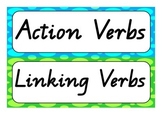Verbs word wall (action, linking, saying & thinking verbs)