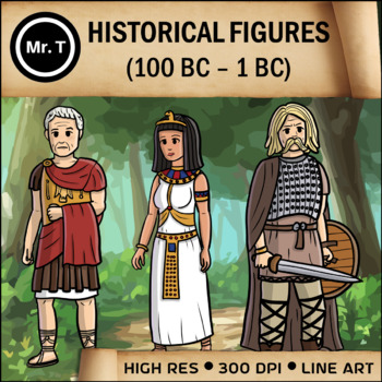 Preview of Vercingetorix, Cleopatra and Caesar Clip Art (Historical Figures 100 BC to 1 BC)