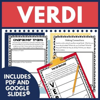 Preview of Verdi by Janell Cannon Paired Texts Activities Book Study Mentor Text