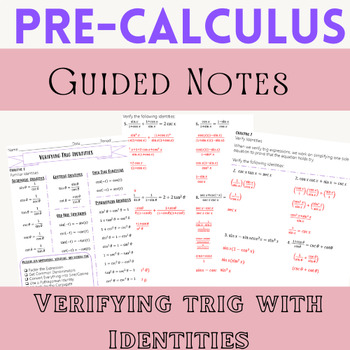 Preview of Verifying Trig Equations using Identities Guided Notes