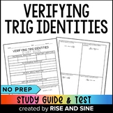 Verifying Trig Identities Study Guide and Test