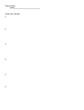 Preview of Verifying Trig Identities Worksheet and Answers