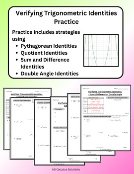 Preview of Verifying Trigonometric Identities - Practice / Worksheet / Lesson
