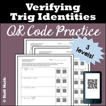 Preview of Verifying Trigonometric Identities Practice with QR Codes