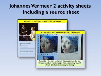 Preview of Vermeer 2 x worksheets & resource sheet