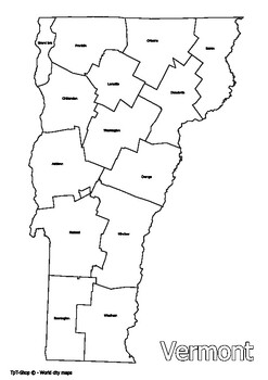 Preview of Vermont State Map with Counties Coloring and Learning