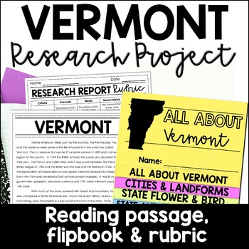 Preview of Vermont State Research Report Project | US States Research Flip Book