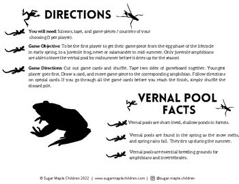 Vernal Pool Amphibian Games -- Montessori inspired, preschool and