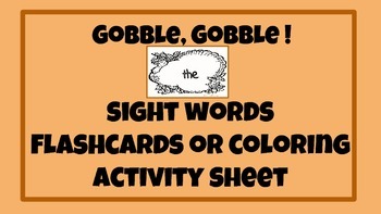 Preview of Versatile. Turkey sight words Color Sheet OR Flashcards High Frequency