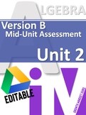 Version B Mid-Unit Assessment/Retake for IM Algebra 1 Math