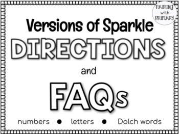 Preview of Versions of SPARKLE - Directions and FAQs